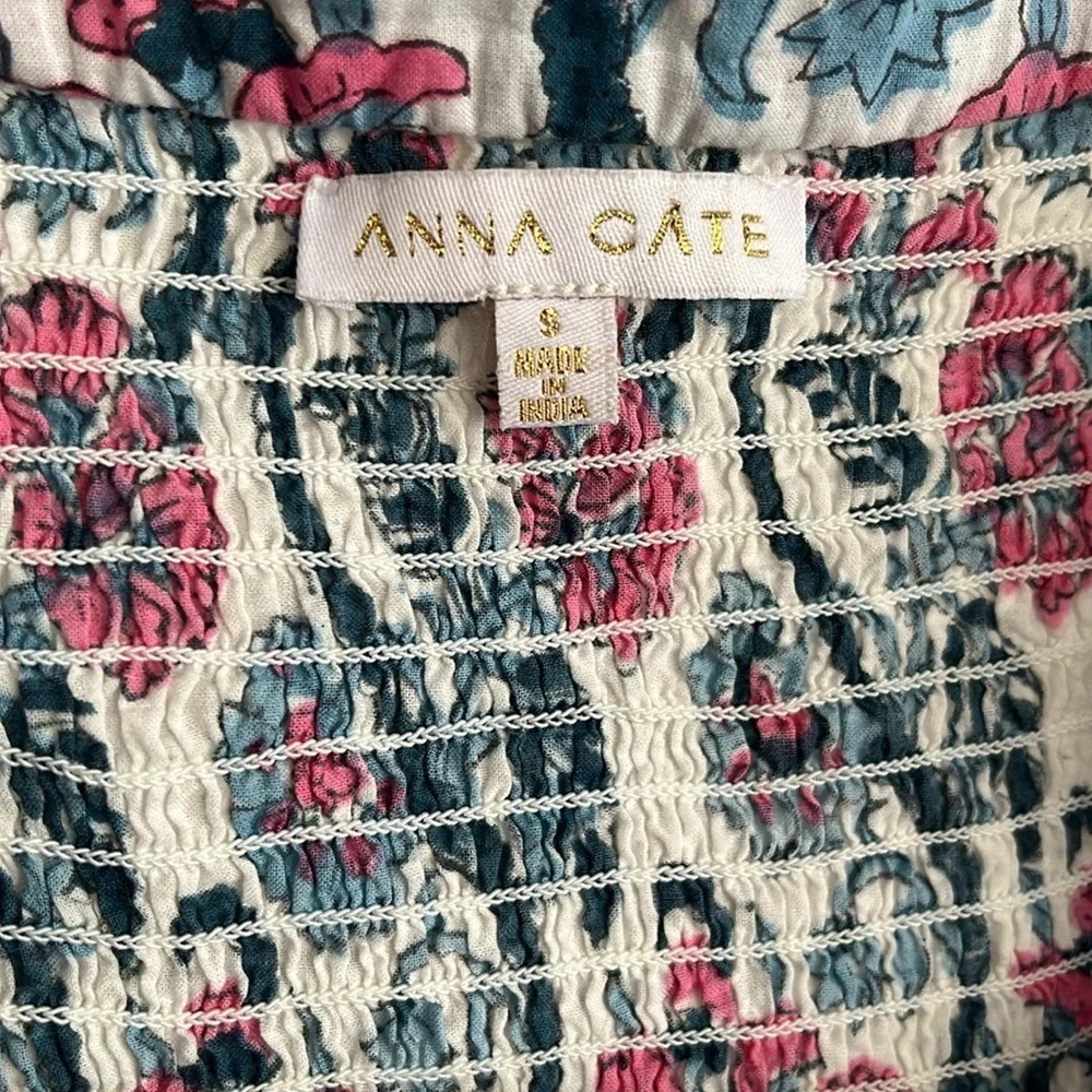Anna Cate Harper Square Neck Puff Sleeve Dress Pink Blue Floral Size Small - Picture 4 of 7